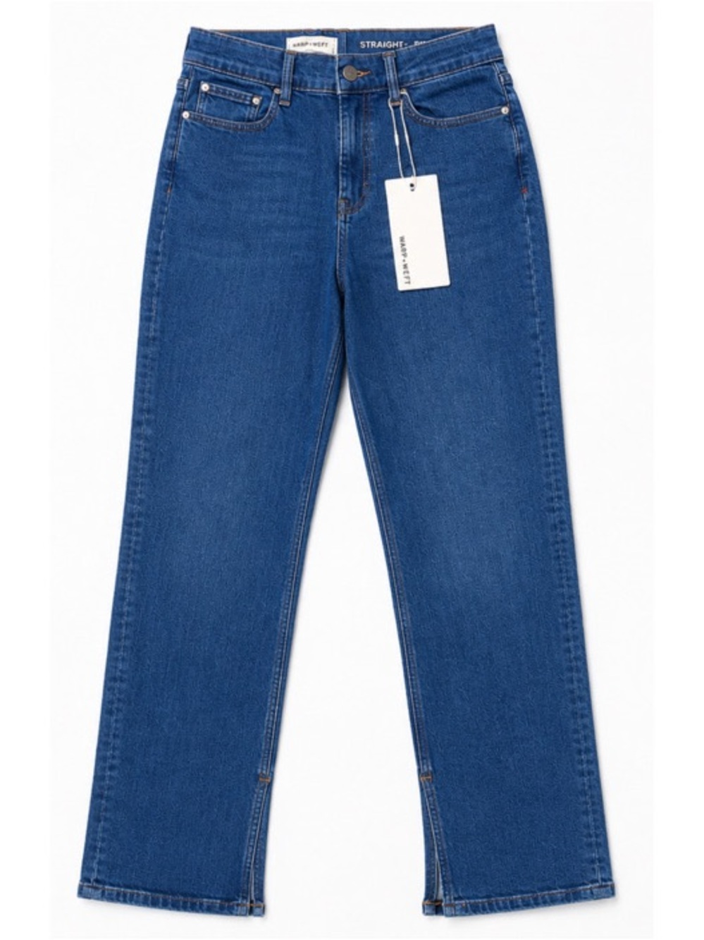 Nordstrom Warp + Weft Straight High Rise Split Hem Jeans Women 10/30 Midtone NW